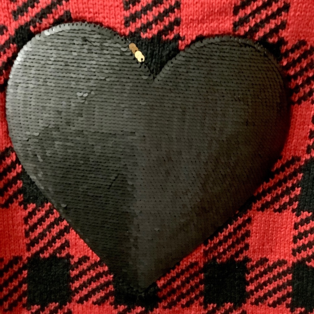 EPIC THREADS Girl’s Plaid/Sequined Heart Sweater Size-S - Picture 6 of 9